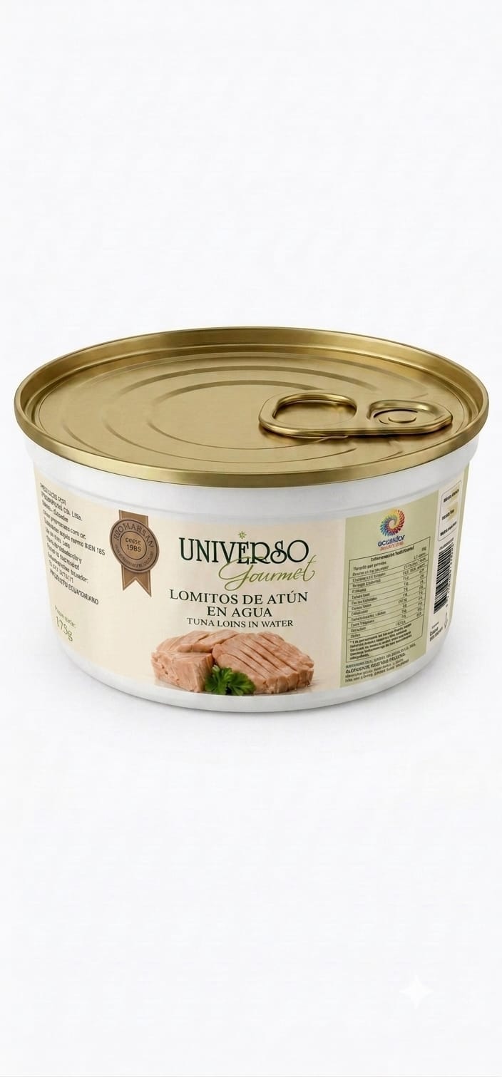 Lomos de atún en agua en envase plástico